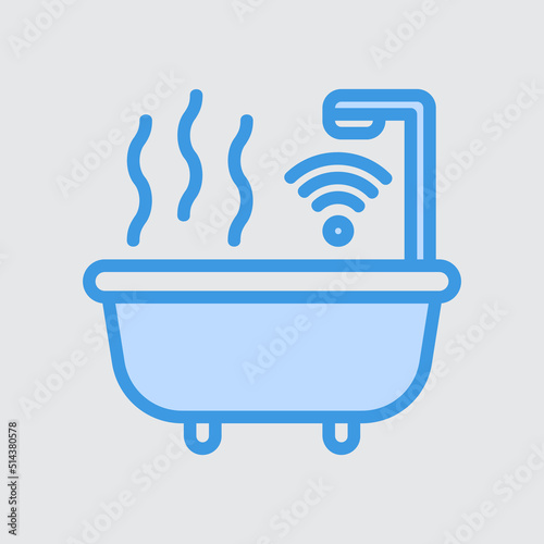 Smart bathtub icon in blue style about smart home, use for website mobile app presentation