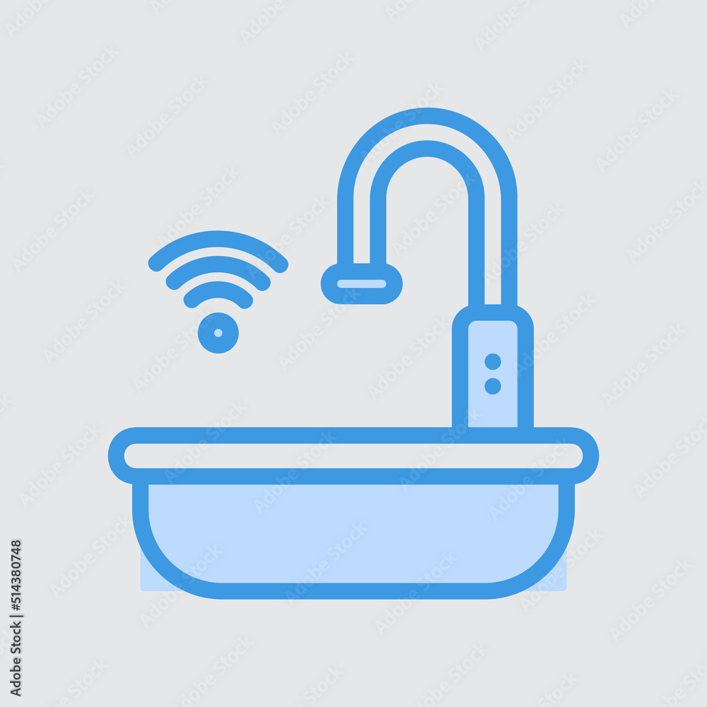 Smart sink icon in blue style about smart home, use for website mobile app presentation Smart sink icon in blue style about smart home, use for website mobile app presentation