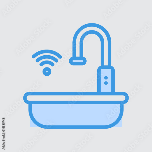 Smart sink icon in blue style about smart home, use for website mobile app presentation