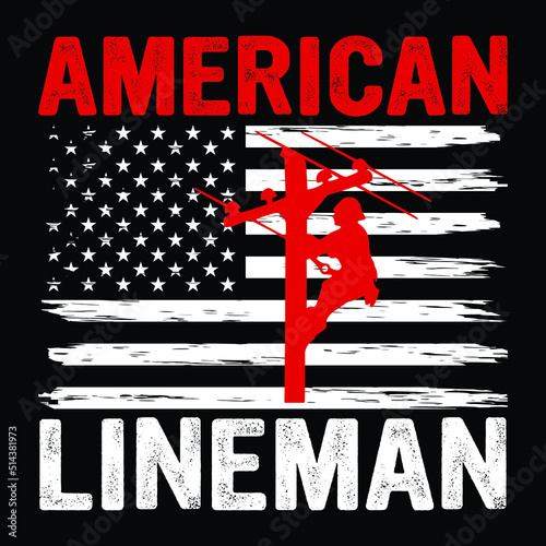 American Lineman USA Flag Shirt Vector, Lineman Shirt, American Flag Shirt photo