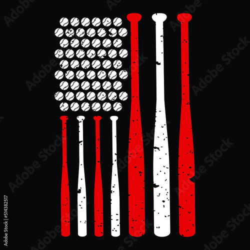 Baseball American Flag Shirt, Baseball Bat Svg shirt Print template