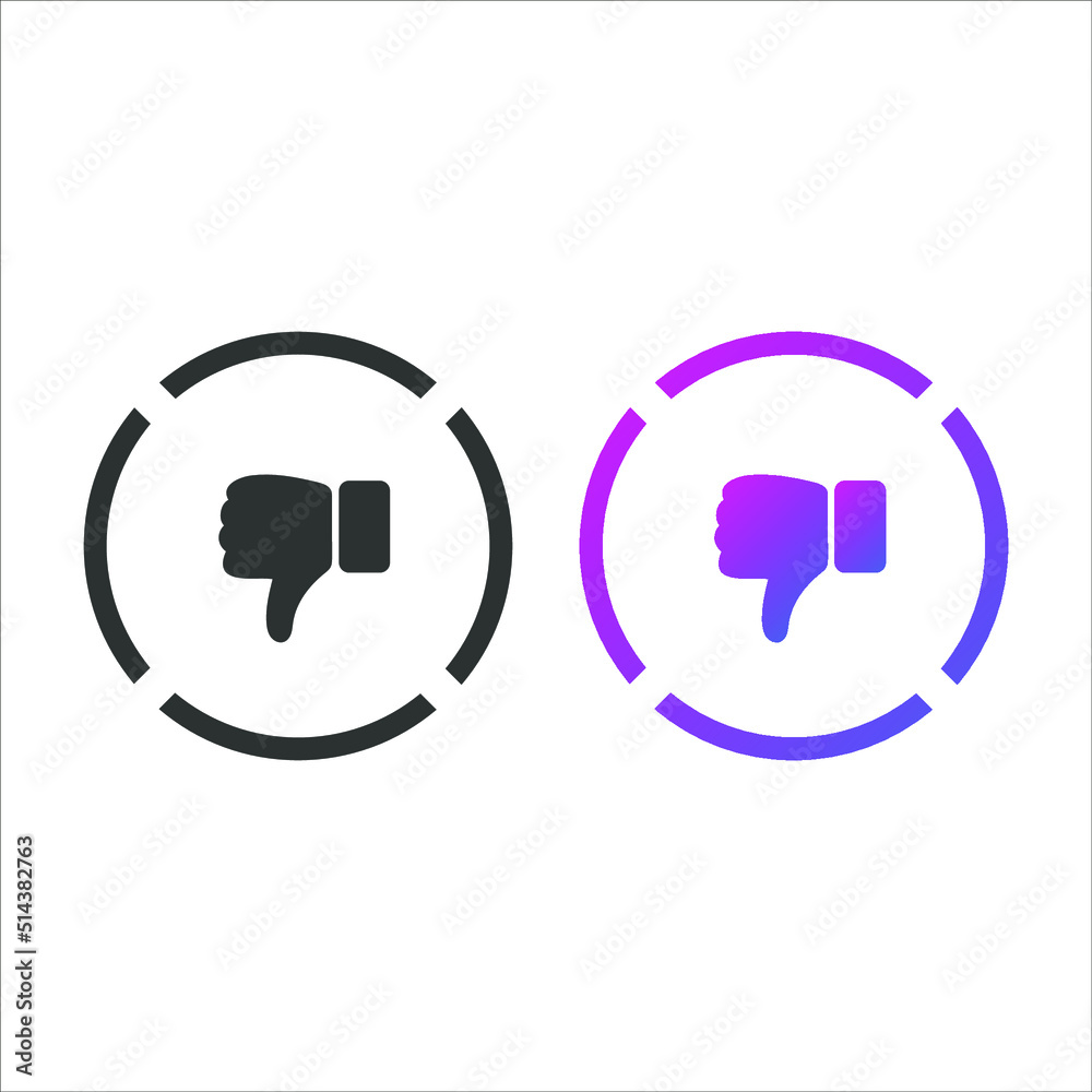 Dislike, unlike icon button, in solid and gradient color Dislike, unlike icon button, in solid and gradient color