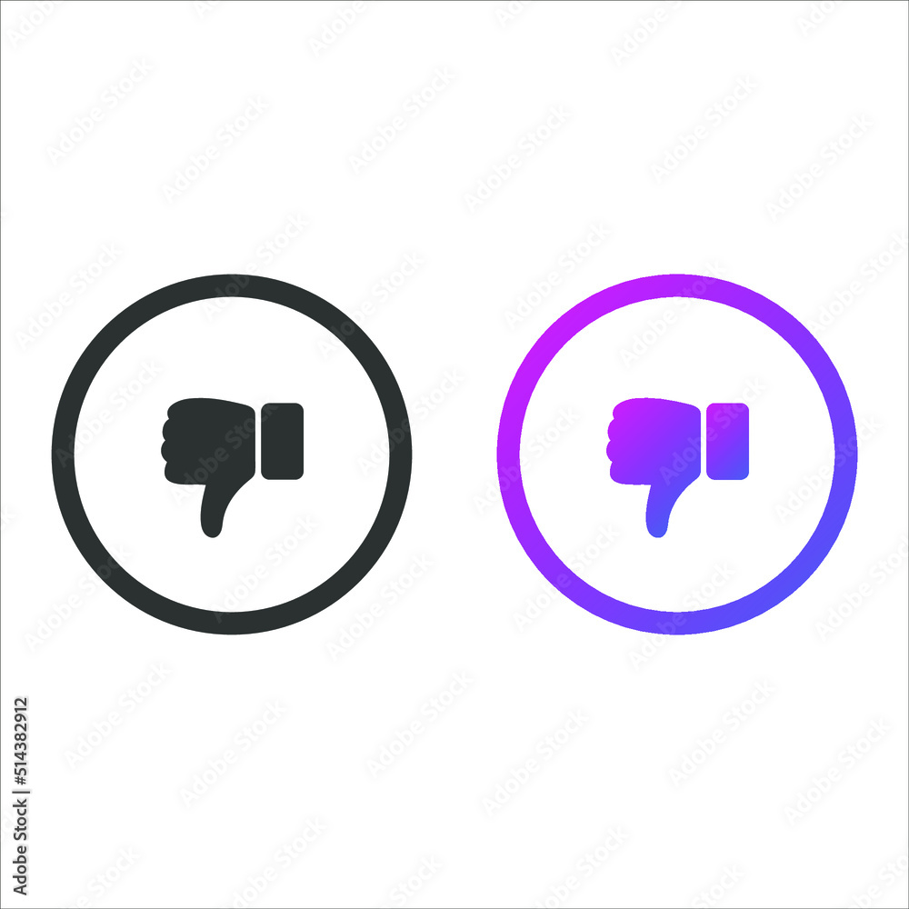 Dislike, unlike icon button, in solid and gradient color Dislike, unlike icon button, in solid and gradient color