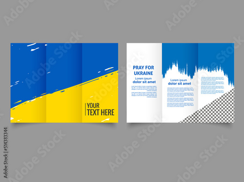 TRI FOLD brochure in the colors of the Ukrainian flag.