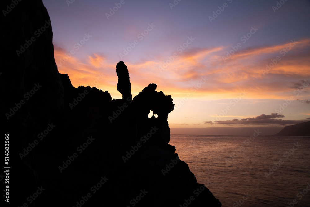 rock formations in the ocean at sunset Tenerife