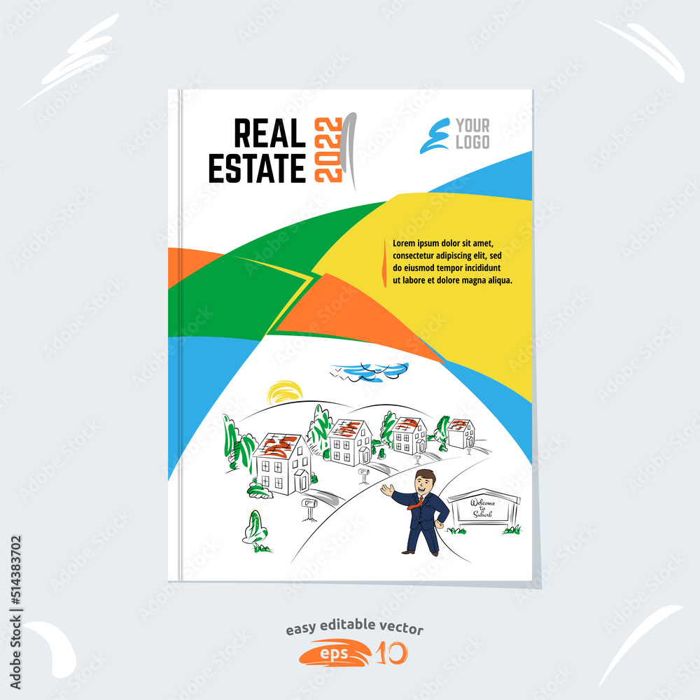 Brochure template, cover design, real estate catalog