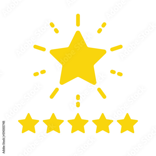 Five star rating review icon design vector. Mega star feedback satisfaction quality symbol illustration.