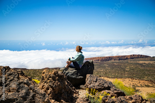 woman hiking in El Teide national park Tenerife