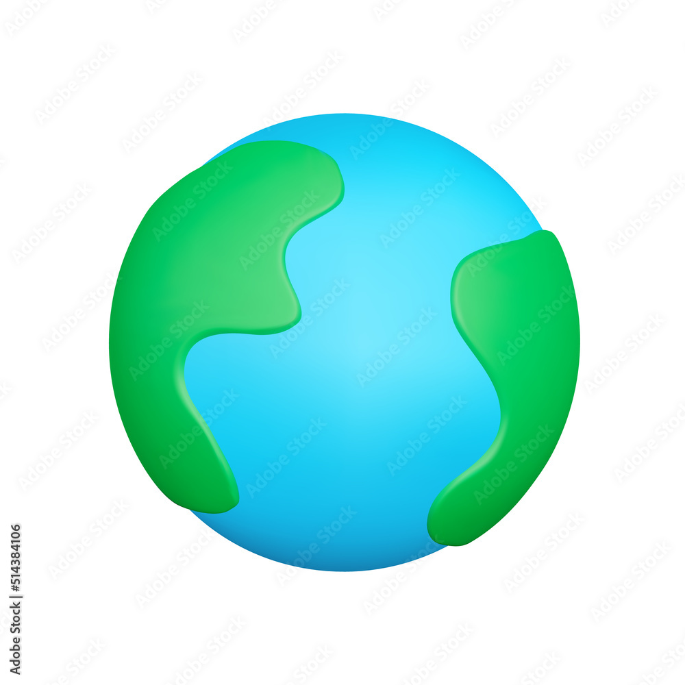 Planet earth 3d icon. Ocean and continents. Isolated object on a transparent background Planet earth 3d icon. Ocean and continents. Isolated object on a transparent background