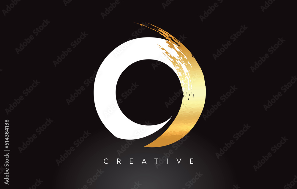 Golden O Letter Logo with Brush Stroke Artistic Look on Black Background Vector Golden O Letter Logo with Brush Stroke Artistic Look on Black Background Vector