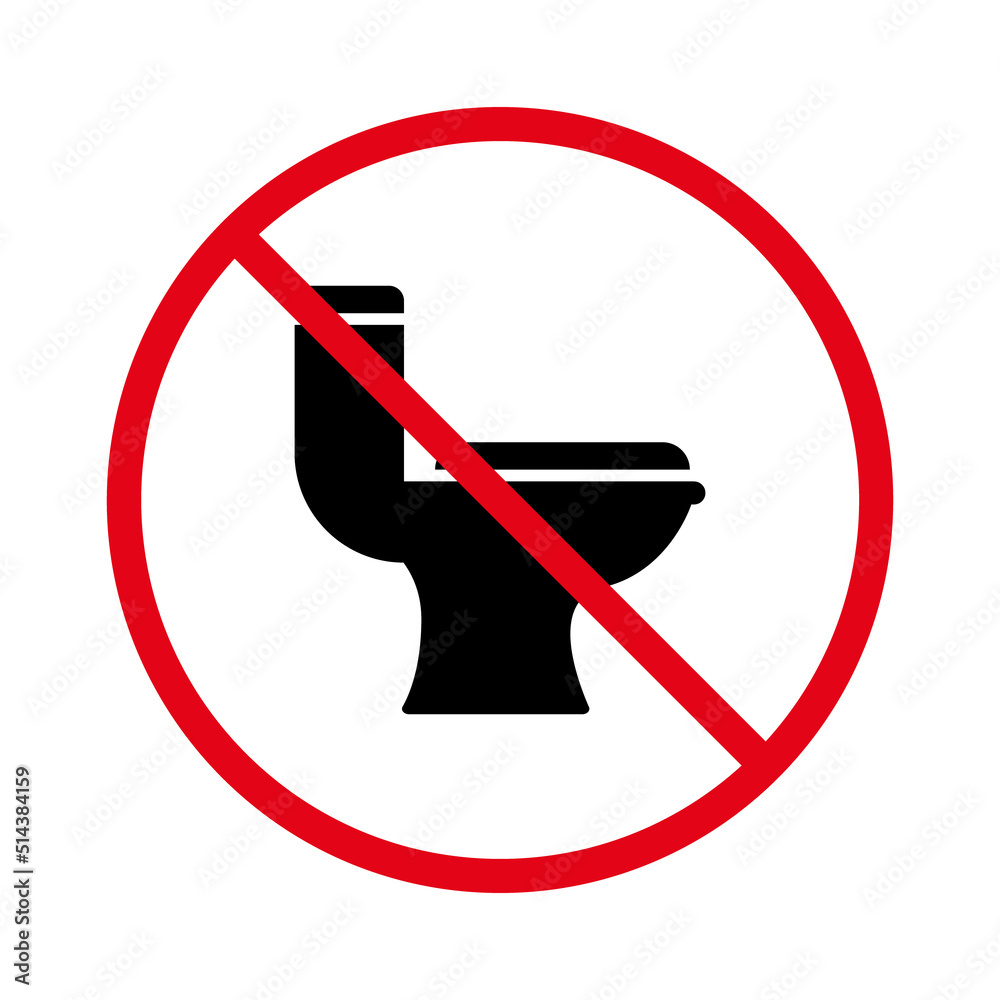 Toilet Ban Black Silhouette Icon. Forbidden WC Pictogram. Warning Dont Use  Lavatory Red Stop Circle Symbol. No Allowed Throw Trash in Toilet Sign.  Prohibited WC Zone. Isolated Vector Illustration Stock Vector