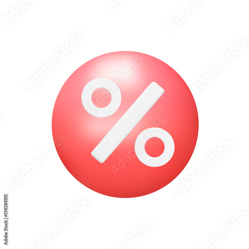 Ball with a percentage 3d icon. Isolated object on a transparent background
