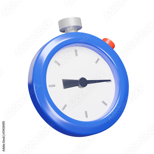 Stopwatch for 15 seconds 3d icon. Isolated object on a transparent background