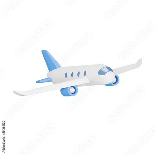 Airplane 3d icon. Isolated object on a transparent background