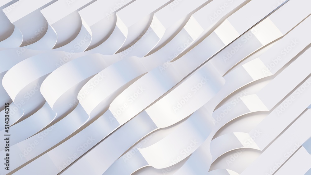 Obraz premium Abstract white background curved pattern in design 3d render