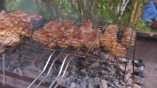 Picnic in nature with barbecue.