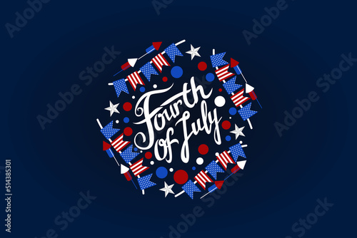 Independence day of the USA 4 th july. Happy independence day vector lllustration. Suitable for greeting card, poster and banner.