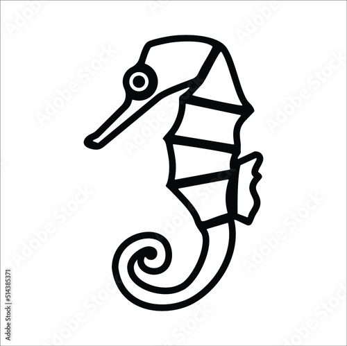 seahorse doodle drawing coloring book vector design illustration line art