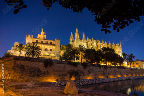 Catedral-Basílica de Santa María de Palma de Mallorca, gotico, siglo XIII, y palacio de la Almudaina, Palma, Mallorca, balearic islands, spain, europe photo