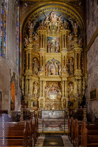 Capilla del Corpus Christi, retablo barroco de madera dorada y policromada, siglo XVII, Catedral de Mallorca, La Seu, siglo XIII. gótico levantino, palma, Mallorca, Spain