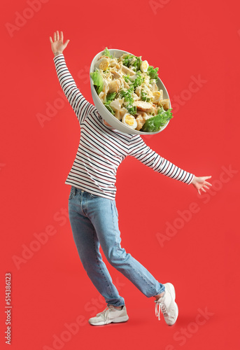 Dancing man with plate of t...