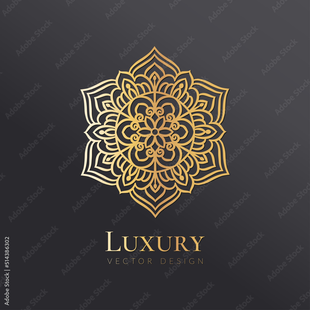 Golden decorative mandala on a black background. Vintage, paisley vector elements. Traditional, Turkish, Indian motifs. Great for fabric and textile, wallpaper, packaging or any desired idea.