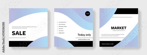 Soft pastel color gradient social media templates, layered wave shapes design, bannr for instagram and facebook post layouts, square web graphic design with trendy original idea