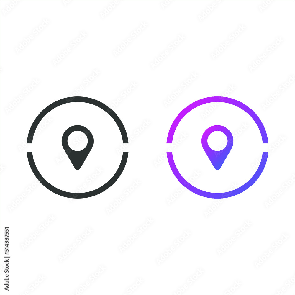 Location pin icon button, in solid and gradient color Location pin icon button, in solid and gradient color