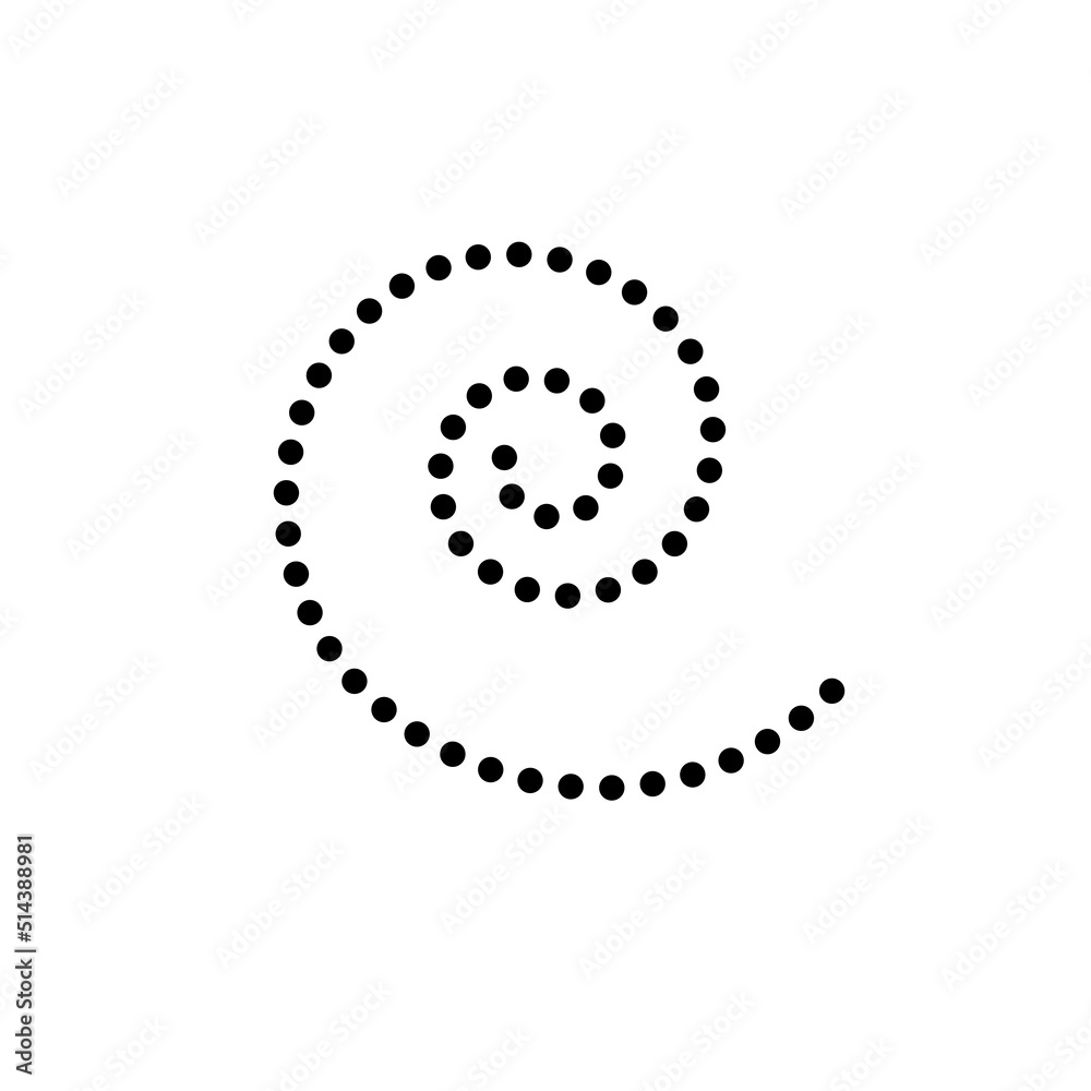 Dotted spiral design element. Circle spiral swirl icon. Motion curve. Flat vector illustration isolated on white background. Dotted spiral design element. Circle spiral swirl icon. Motion curve. Flat vector illustration isolated on white background.
