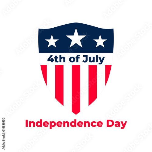 4th of July with Shield American Flag. Independence Day Element Vector Illustration