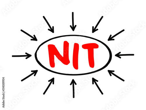 NIT - Negative Income Tax is a system which reverses the direction in which tax is paid for incomes below a certain level, acronym business concept with arrows