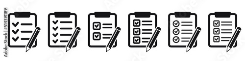 Clipboard pencil vector icon. Black illustration isolated on white background for graphic and web design.