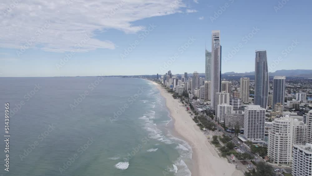 High Rise Buildings In The City Of Surfers Paradise In Gold Coast, Queensland, Australia - aerial drone shot High Rise Buildings In The City Of Surfers Paradise In Gold Coast, Queensland, Australia - aerial drone shot