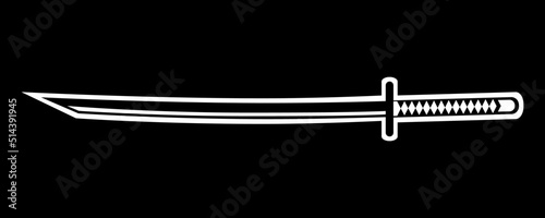 Katana sword samurai ronin japanese style black icon flat vector icon design.