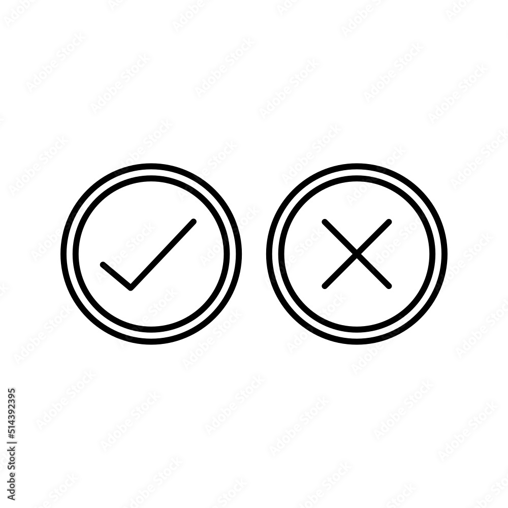 Black line icon for True false Black line icon for True false