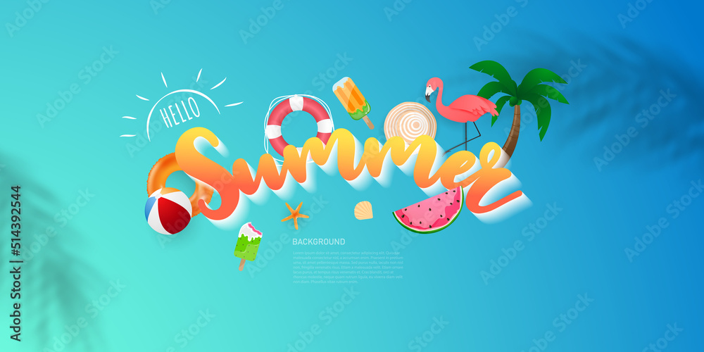 bright summer background design tropical beach banner background vector illustration