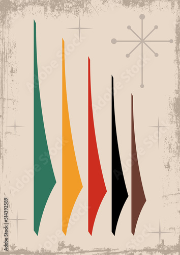 1950s Googie Style Geometric Abstract Background. Mid Century Modern Retro Interior Banner