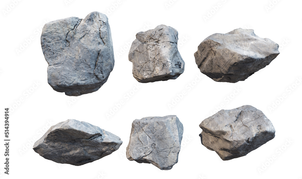 Rocks and rough surfaces on a white background Rocks and rough surfaces on a white background