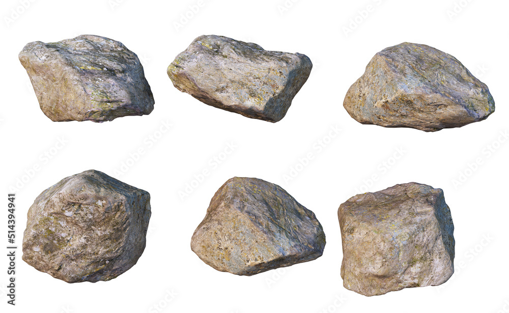 Rocks and rough surfaces on a white background Rocks and rough surfaces on a white background