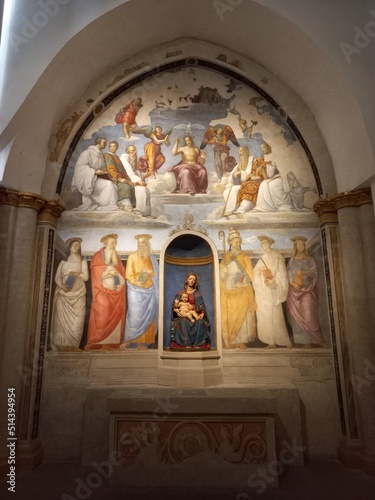 trinità e santi, Cappella di San Severo, Perugia, Umbria, Italia

