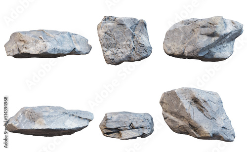 Rocks and rough surfaces on a white background