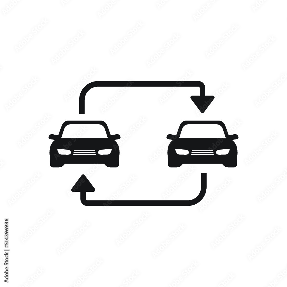 Trade in car icon. Car exchange symbol. Flat design