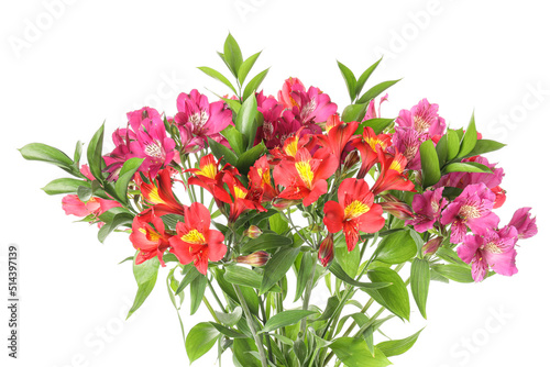 Wallpaper Mural Bouquet of beautiful alstroemeria flowers on white background, closeup Torontodigital.ca
