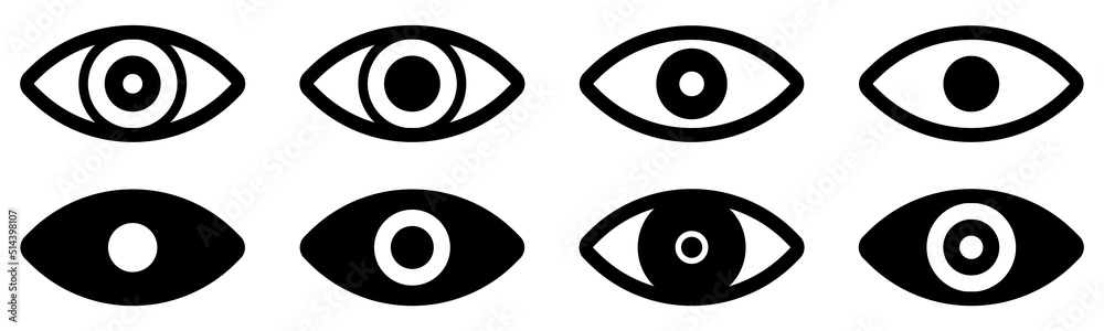 Eye icon set vector. Eyesight symbol. Eye silhouette. Vector EPS 10 Eye icon set vector. Eyesight symbol. Eye silhouette. Vector EPS 10