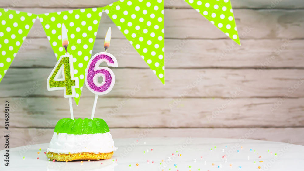 Candle on birthday cake with 6 number age festive Vector Image