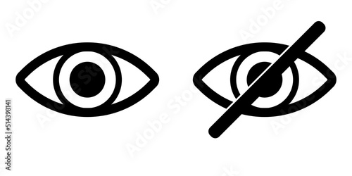Show password icon. Privacy icon, abstract eye. Black icons isolated on a white background. 