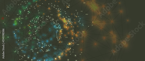 Neural network concept. Connected cells with links. High technology process. Abstract background
