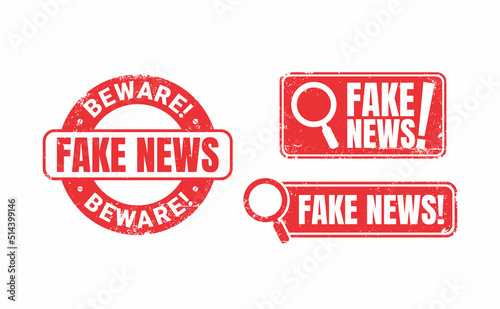 beware fake news rubber stamp grunge style. editable splatter. vector eps