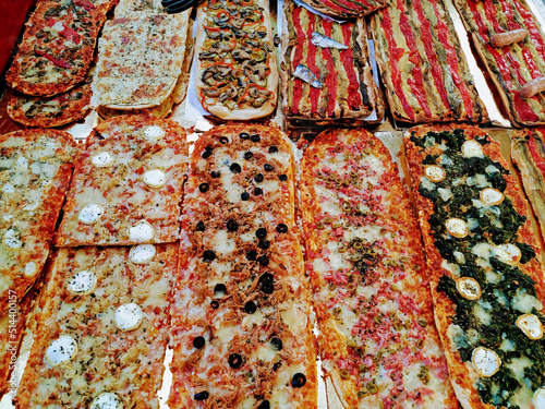 Cocas de recapte. Typical food from Catalonia, Spain.