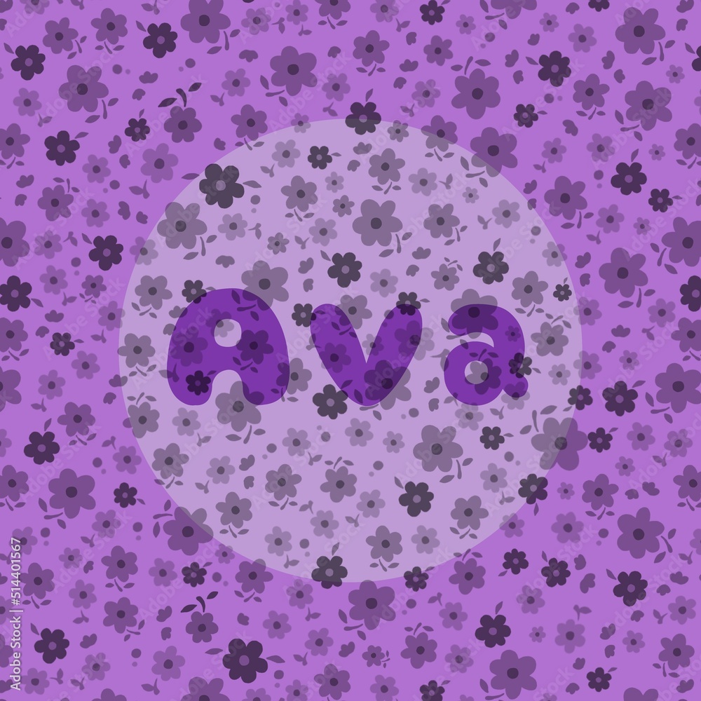 The female name is Ava. Background with the inscription Sofia. A